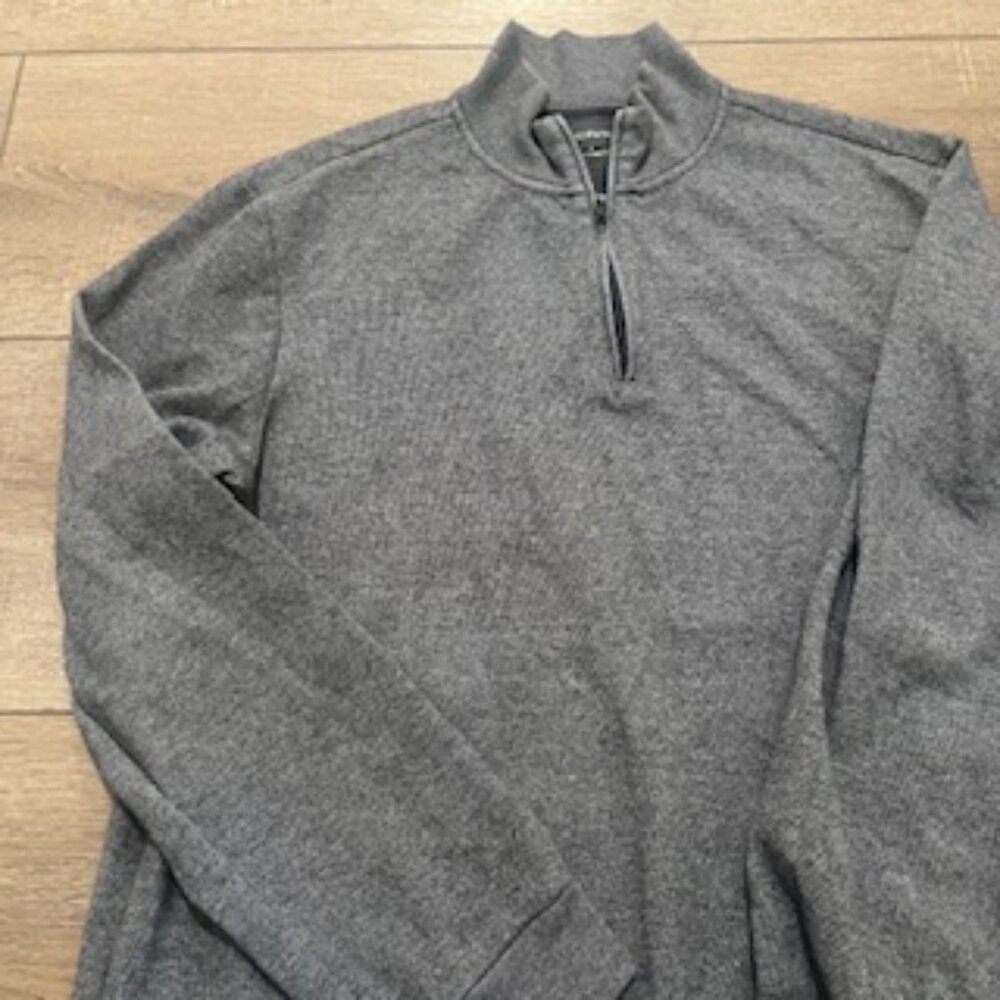 Alfani Men's Quarter Zip Pullover Sweater Size Large Gray Knit lightweight layer - Picture 7 of 13